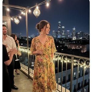 Zara Yellow Floral Midi Dress